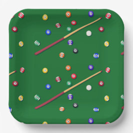Billiards Papieren Borden, Pooltafel Feestje Bordje
