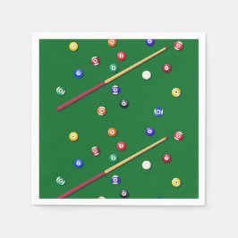 Billiards Papieren Servetten, Pooltafel Feestartik Servet