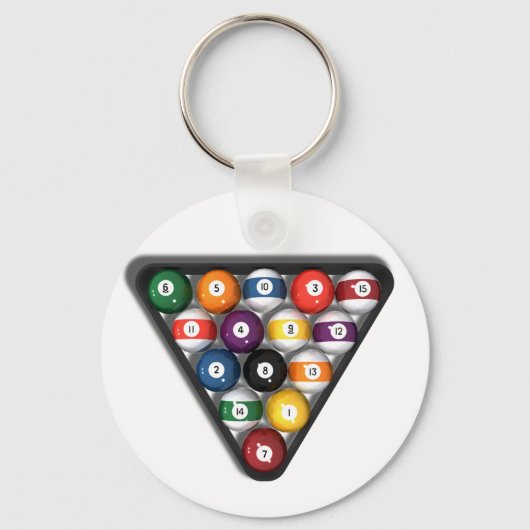 Billiards / Pool Balls met valschaduw: Sleutelhanger (Voorkant)