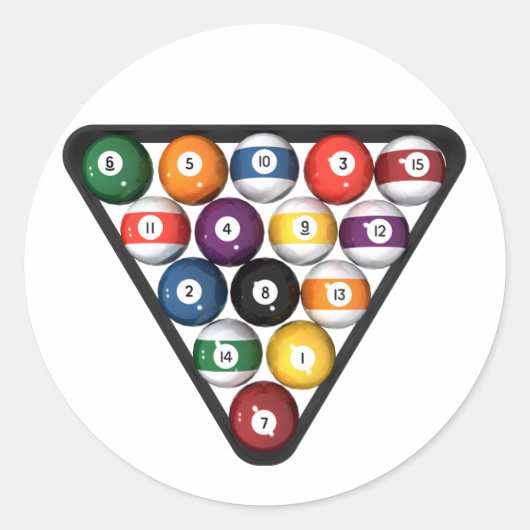 Billiards / Pool Balls Racken: Ronde Sticker (Voorkant)