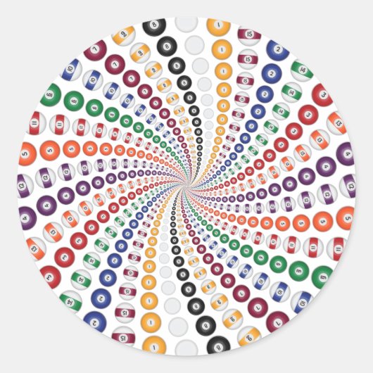 Billiards / Pool Balls Spiral: Ronde Sticker (Voorkant)