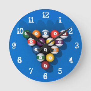 Billiards/Pool Balls: Wandklok Ronde Klok