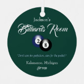 Billiards Pool Man Cave Kerstversiering Metalen Ornament (Voorkant)