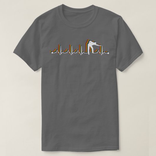 Billiards Pool Retro Heartbeat EKG voor Billiard P T-shirt (Design voorkant)