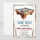 Billiards Pool Table birthday party Invitation (Devant / Derrière)