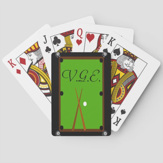 Billiards Pool Table Monogram Speelkaarten (Achterkant)