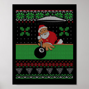 Billiards Pool Ugly Christmas Sweater Style Poster