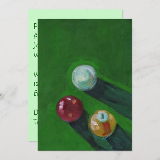 BILLIARDS ~ POOLPARTIJINVITATIE ~EZ OM AAN TE PASS KAART (Voorkant / Achterkant)