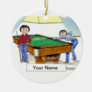Billiards, poolspeler - Vrouw en Vrouw Keramisch Ornament