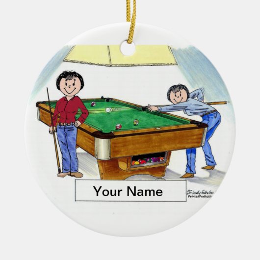 Billiards, poolspeler - Vrouw en Vrouw Keramisch Ornament (Voorkant)