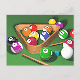 Billiards, rekken ze op, kleurrijk ontwerp, briefkaart