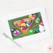 Billiards, rekken ze op, kleurrijk ontwerp, rechthoekige sticker (Envelop)