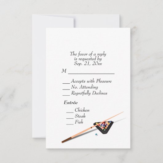 Billiards RSVP met het Wit van de Keuze van Entree (Voorkant)