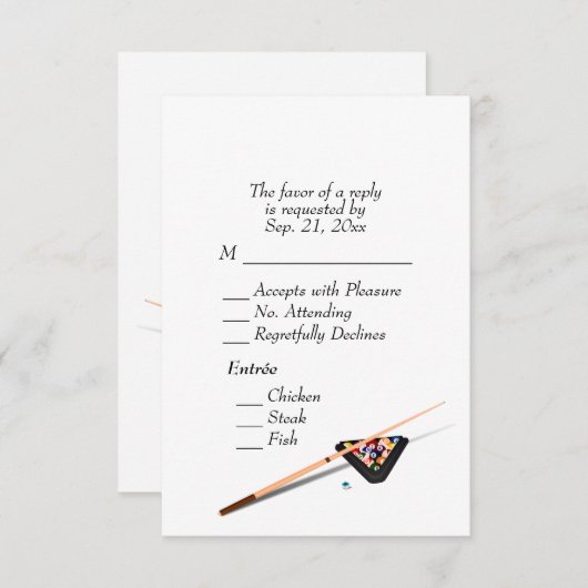 Billiards RSVP met het Wit van de Keuze van Entree (Voorkant / Achterkant)