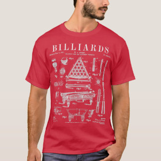 Billiards Table Pool Cue Ball Patent Drawi T-shirt