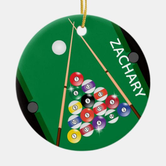 Billiardspeelster Keramisch Ornament (Voorkant)