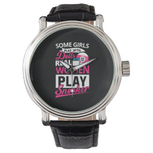 Billiardspeler Echte vrouwen spelen Snooker Horloge