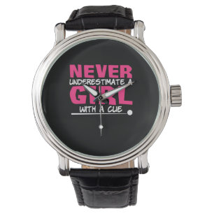 Billiardspeler   Pool Billiards Girl met ue Horloge