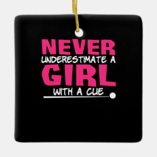 Billiardspeler   Pool Billiards Girl met ue Keramisch Ornament