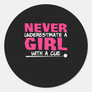 Billiardspeler   Pool Billiards Girl met ue Ronde Sticker