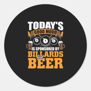 Billiardspeler Tegenwoordig Biljarten en bier Ronde Sticker