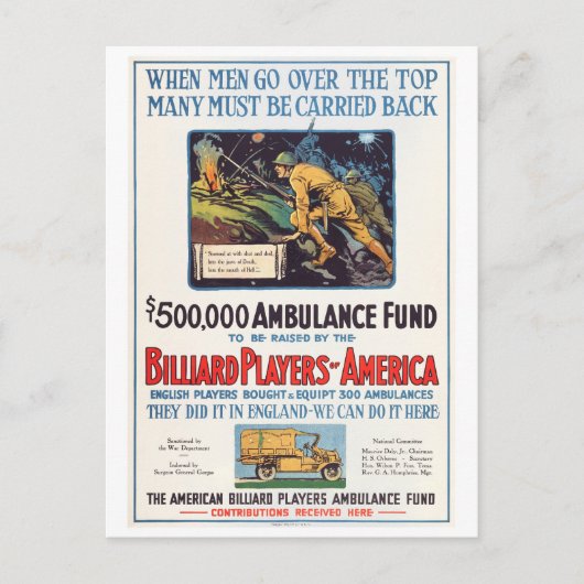 Billiardspelers uit Amerika Briefkaart (Voorkant)