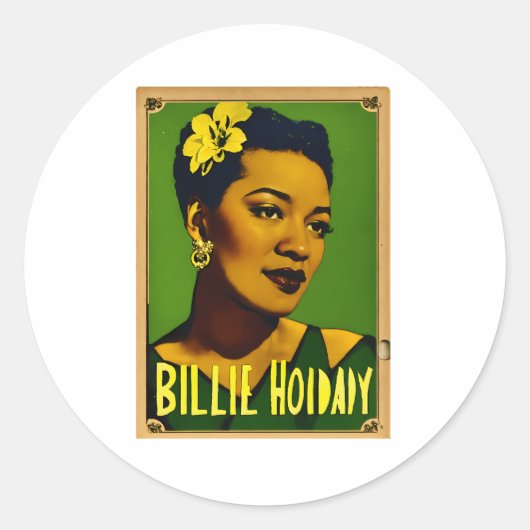 Billie Holiday Ronde Sticker (Voorkant)