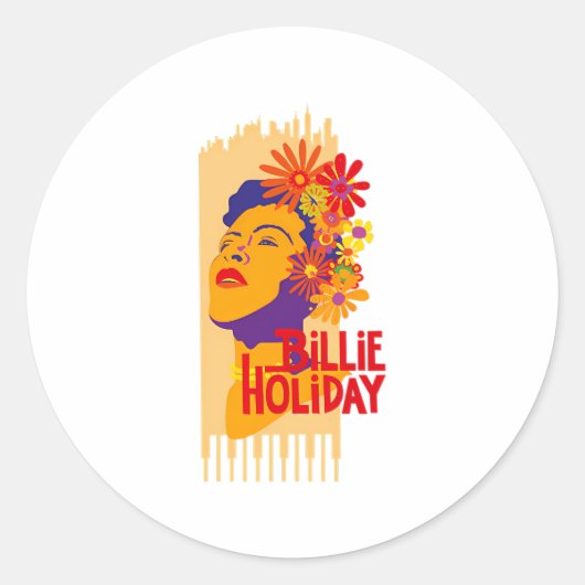 Billie Holiday Ronde Sticker (Voorkant)