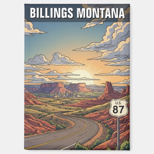 Billings Montana Reizen Magneet (Voorkant)