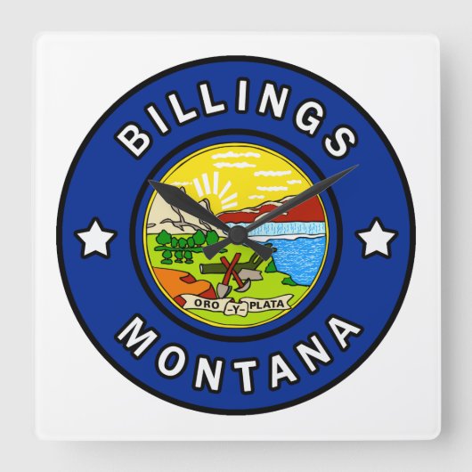 Billings Montana Vierkante Klok (Voorkant)