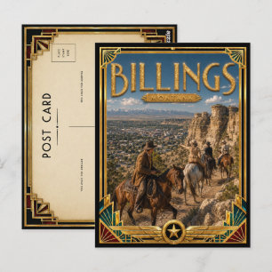 Billings Montana Vintage Art Deco Gouden Tijdperk Briefkaart