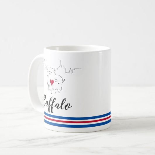 Bills Buffalo Skyline Illustration Café Mug (Devant gauche)