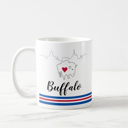 Bills Buffalo Skyline Illustration Café Mug (Gauche)