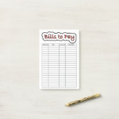 Bills om te betalen post-it® notes (Op bureau)