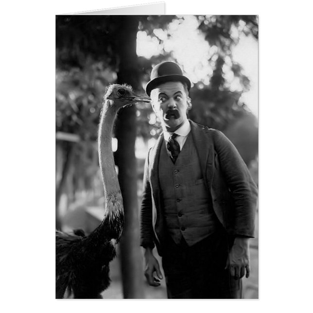 Billy Bevan met een Ostrich, Circa Late 1910 (Voorkant)