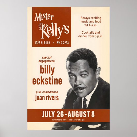 Billy Eckstine jazzposter - Mister Kelly's Poster (Voorkant)