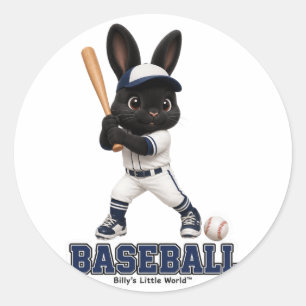 Billy het Konijn Honkbal Schattig Sport Konijn Ronde Sticker