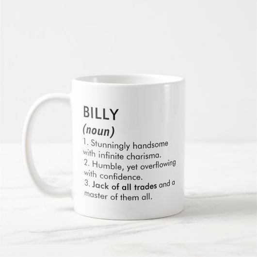 Billy naam, Bewerkbare naam, Aangepaste naam Koffiemok (Links)