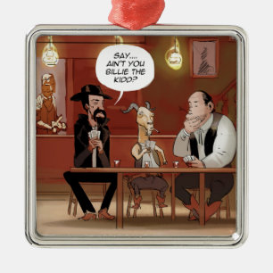 Billy The Kid? Grappige Geit Cartoon Metalen Ornament