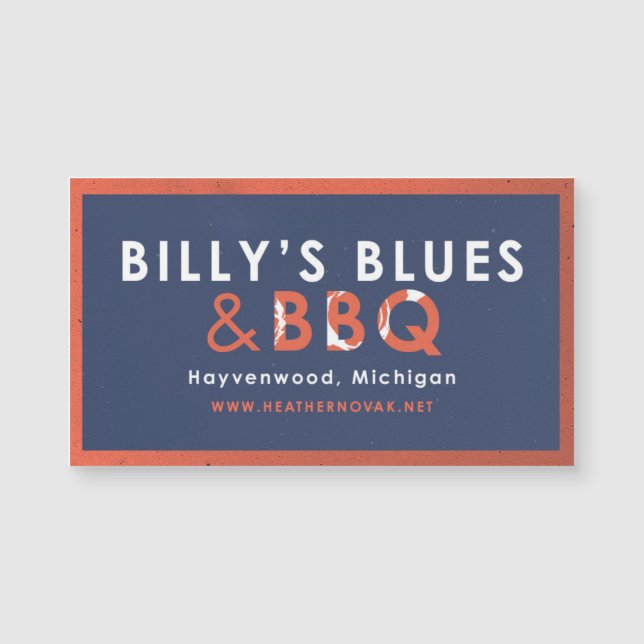 Billy's Blues en BBQ Magnet. (Voorkant)