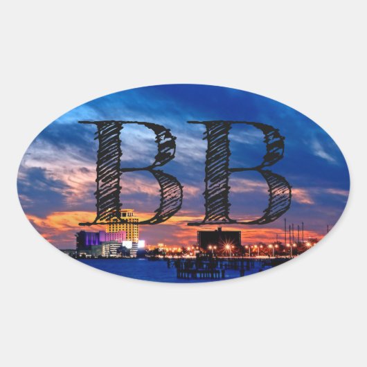 Biloxi Beach "BB" Ovale Sticker (Voorkant)