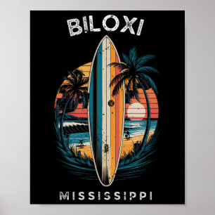 Biloxi Beach Mississippi Mannen Vrouwen Surfen Poster