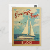 Biloxi Carte postale Voilier Vintage Mississippi (Devant / Derrière)