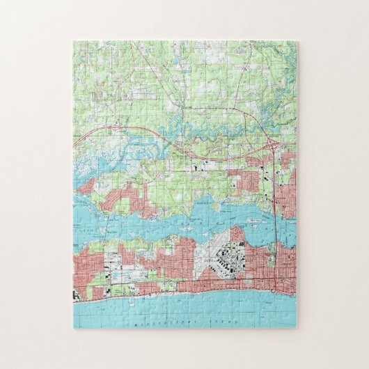 Biloxi Mississippi Map (1992) Legpuzzel (Verticaal)