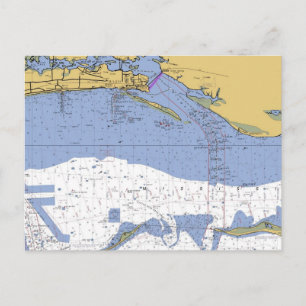 Biloxi, Mississippi Nautical Harbour Chart Briefka Briefkaart