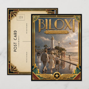 Biloxi Mississippi Vintage Art Deco Gouden Tijdper Briefkaart