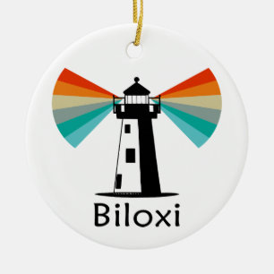 Biloxi Mississippi Vuurtoren Regenboog Keramisch Ornament