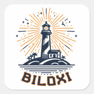 Biloxi Mississippi Vuurtoren Zonsopgang Vierkante Sticker