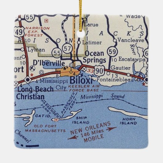 Biloxi MS  Map Keramisch Ornament (Achterkant)