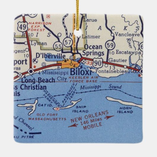 Biloxi MS  Map Keramisch Ornament (Achterkant)